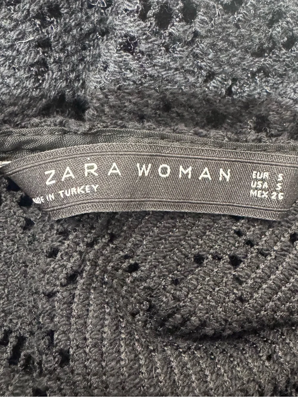 Zara Women’s Black Crochet Long-Sleeve Top